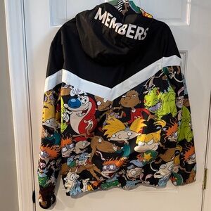 Members Only Cartoon Print Jacket with Black and White Accents
